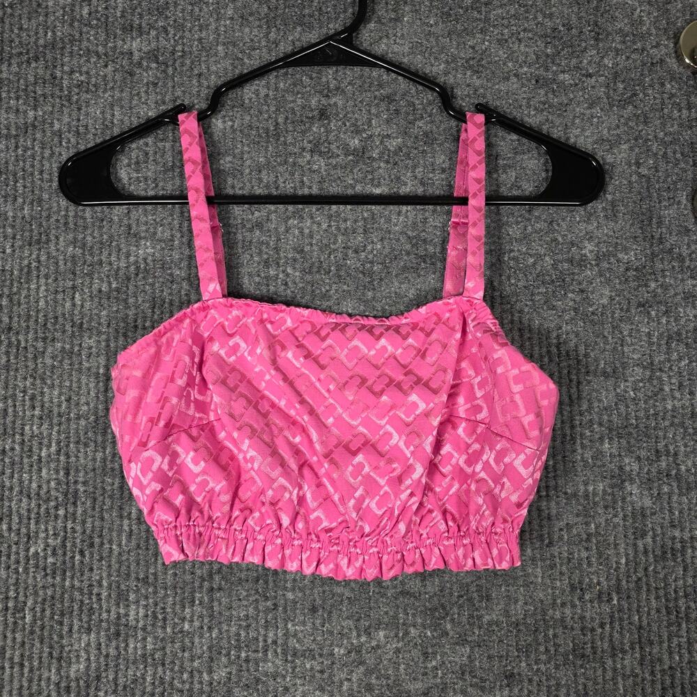 & Other‎ Stories Pink Jacquard Crop Top Smocked Puff Strap Bralette 4